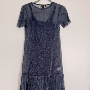 Sparkly tshirt dress with ruffles